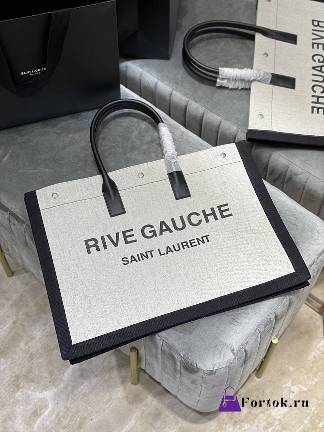 Fortok Saint Laurent Rive Gauche Tote Bag Beige and Black 509415 48x36x16cm - 1