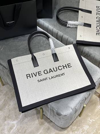 Fortok Saint Laurent Rive Gauche Tote Bag Beige and Black 509415 48x36x16cm