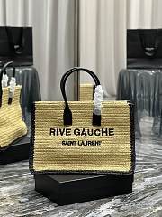 Fortok Saint Laurent Logo Embroidered Rive Gauche Raffia Tote Bag 509415 48×36×16cm   - 1