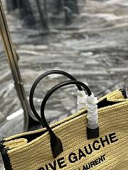Fortok Saint Laurent Logo Embroidered Rive Gauche Raffia Tote Bag 509415 48×36×16cm   - 6