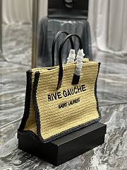 Fortok Saint Laurent Logo Embroidered Rive Gauche Raffia Tote Bag 509415 48×36×16cm   - 5