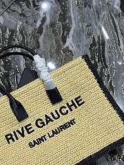 Fortok Saint Laurent Logo Embroidered Rive Gauche Raffia Tote Bag 509415 48×36×16cm   - 3