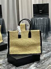 Fortok Saint Laurent Logo Embroidered Rive Gauche Raffia Tote Bag 509415 48×36×16cm   - 2