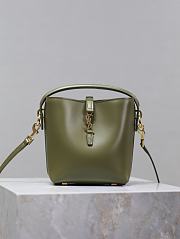 Fortok Saint Laurent Le37 Bucket Bag Green Shiny Leather 765870 15x13x6cm - 1