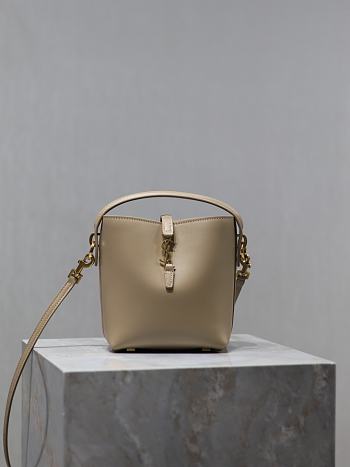 Fortok Saint Laurent Le37 Bucket Bag Beige Shiny Leather 765870 15x13x6cm