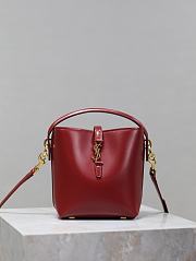 Fortok Saint Laurent Le37 Bucket Bag Burgundy Shiny Leather 765870 15x13x6cm - 1