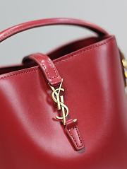 Fortok Saint Laurent Le37 Bucket Bag Burgundy Shiny Leather 765870 15x13x6cm - 4