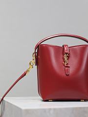 Fortok Saint Laurent Le37 Bucket Bag Burgundy Shiny Leather 765870 15x13x6cm - 3