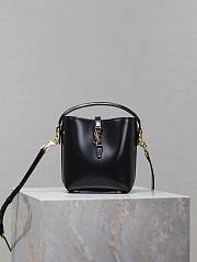 Fortok Saint Laurent Le37 Bucket Bag Black Shiny Leather 765870 15x13x6cm - 1