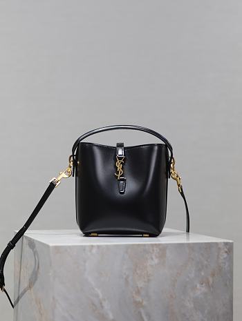 Fortok Saint Laurent Le37 Bucket Bag Black Shiny Leather 765870 15x13x6cm