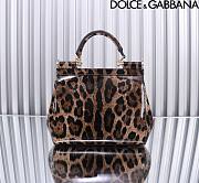 Fortok Dolce&Gabbana Leopard Print Patent Leather Sicily Bag 20x16x8cm - 3