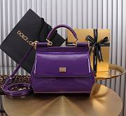 Fortok Dolce&Gabbana Purple Patent Leather Sicily Bag 20x16x8cm - 1