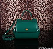 Fortok Dolce&Gabbana Green Patent Leather Sicily Bag 20x16x8cm - 1