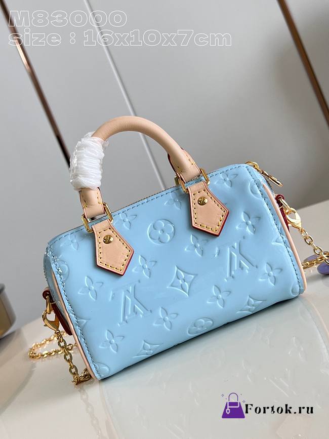 Fortok Louis Vuitton Nano Speedy Bag Blue M83000 16x10x7.5cm - 1