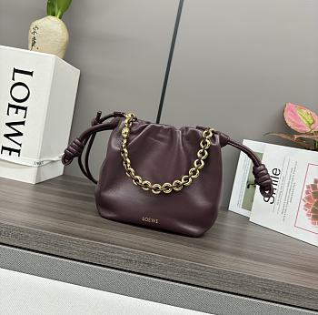 Fortok Loewe Flamenco Purse Mini Bag Burgundy 23x17x5.5cm