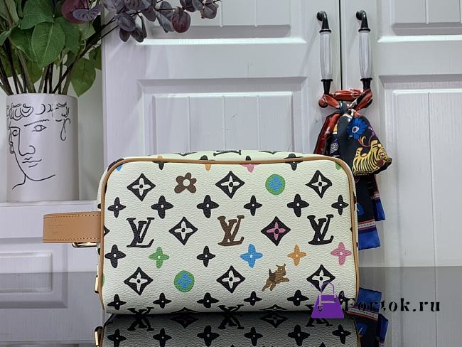 Fortok Louis Vuitton Locker Dopp Kit Bag White M47069 23x13x12cm - 1