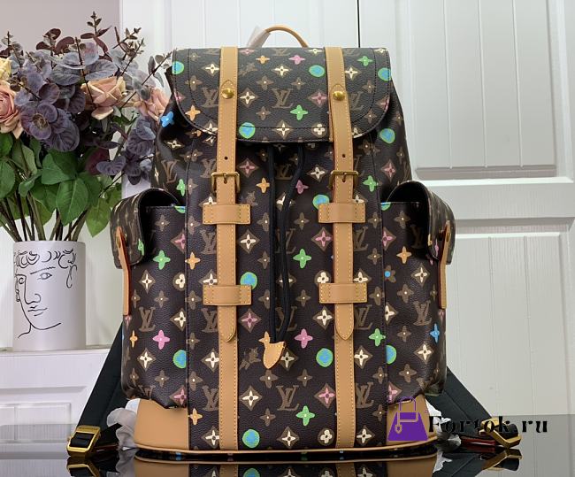 Fortok Louis Vuitton Christopher MM Backpack Brown Monogram Craggy Canvas M25240 38x44x12.5cm - 1