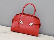 Fortok Ferragamo Hug Red Leather Handbag 31.5×19×22cm - 1
