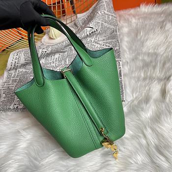 Fortok Hermes Picotin Lock Touch Bag Green 18cm