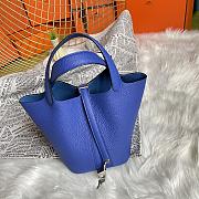 Fortok Hermes Picotin Lock Touch Bag Blue 18cm - 6