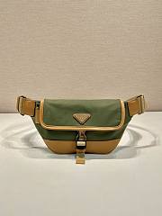 Fortok Prada Re-Nylon And Leather Shoulder Bag Military/Caramel 2VH176 15x18x5cm - 1