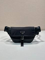 Fortok Prada Re-Nylon And Leather Shoulder Bag Black 2VH176 15x18x5cm - 1