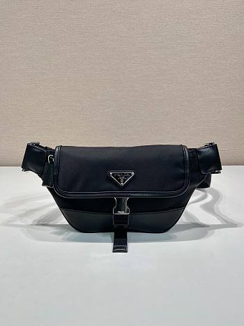 Fortok Prada Re-Nylon And Leather Shoulder Bag Black 2VH176 15x18x5cm