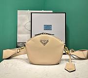 Fortok Prada Mini Leather Shoulder Bag in Beige 1BH212 18x15x8cm - 1