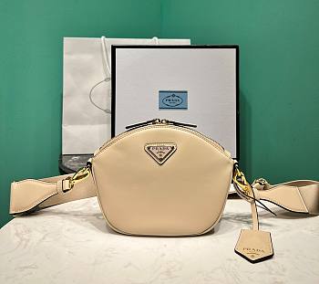 Fortok Prada Mini Leather Shoulder Bag in Beige 1BH212 18x15x8cm