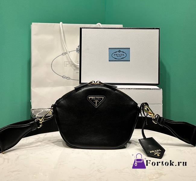 Fortok Prada Mini Leather Shoulder Bag in Black 1BH212 18x15x8cm - 1