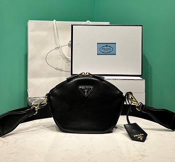 Fortok Prada Mini Leather Shoulder Bag in Black 1BH212 18x15x8cm