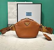 Fortok Prada Mini Leather Shoulder Bag in Brown 1BH212 18x15x8cm - 1