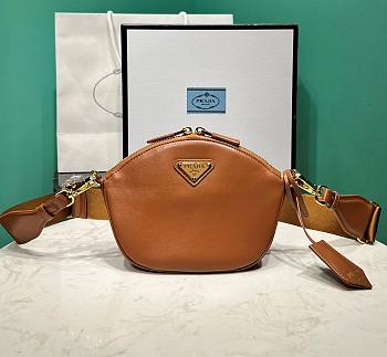 Fortok Prada Mini Leather Shoulder Bag in Brown 1BH212 18x15x8cm