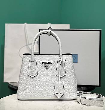 Fortok Prada Double Mini Bag White 1BG443 25x18.5x12.5cm