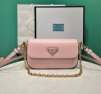 Fortok Prada Saffiano Leather Mini Bag Pink 1BD356 20.5x10.5x4cm 