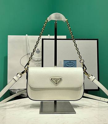 Fortok Prada Saffiano Leather Mini Bag White 1BD356 20.5x10.5x4cm 