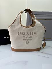 Fortok Prada Natural Large Linen Blend And Leather Tote Bag 1BG472 37.5x30x13cm - 1