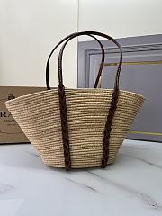 Fortok Prada Beige Raffia And Leather Tote Bag 1BG312 25x25x10cm - 2