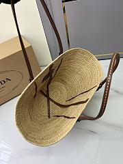 Fortok Prada Beige Raffia And Leather Tote Bag 1BG312 25x25x10cm - 3