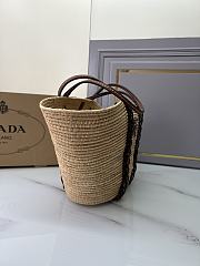 Fortok Prada Beige Raffia And Leather Tote Bag 1BG312 25x25x10cm - 4