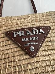 Fortok Prada Beige Raffia And Leather Tote Bag 1BG312 25x25x10cm - 5