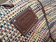 Fortok Prada Raffia Woven Braided Basket Tote Multicolor Cognac 1BG312 25x25x16cm - 2