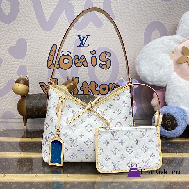 Fortok Louis Vuitton CarryAll PM Bag Multicolor Beige M24707 29x24x12cm - 1