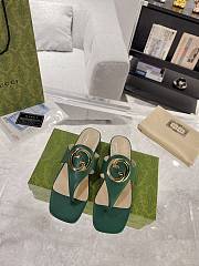 Fortok Gucci Green Blondie Thong Sandals - 1