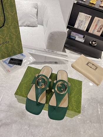 Fortok Gucci Green Blondie Thong Sandals