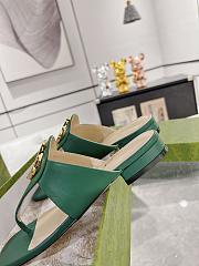 Fortok Gucci Green Blondie Thong Sandals - 2