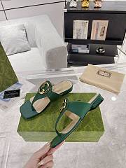 Fortok Gucci Green Blondie Thong Sandals - 5