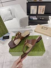 Fortok Gucci Brown Blondie Thong Sandals - 5