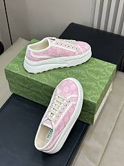 Fortok Gucci Tennis 1977 Trainers Light Pink Canvas With GG Embroideries - 3