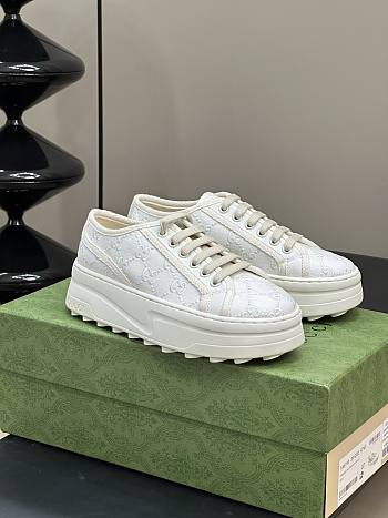 Fortok Gucci Tennis 1977 Trainers Off White Canvas With GG Embroideries